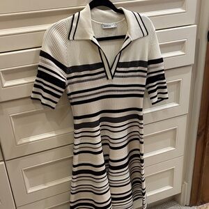 Striped Knit Polo Dress